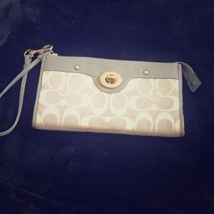 Light blue coach wristlet